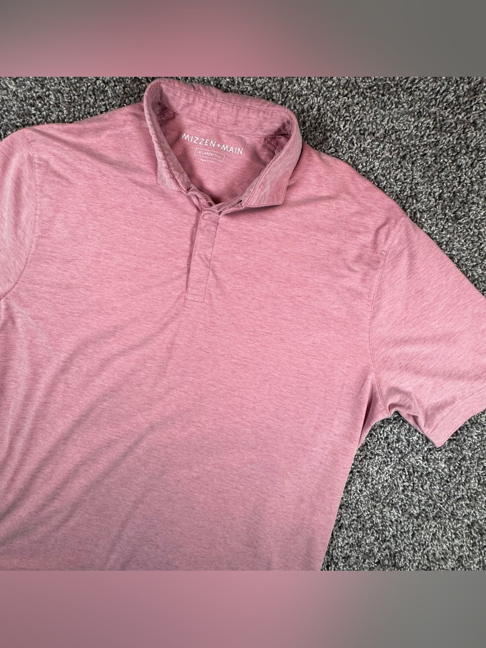 Mizzen+Main Mens XL Heather Pink Performance Golf Polo Trim Fit Stretch Soft **